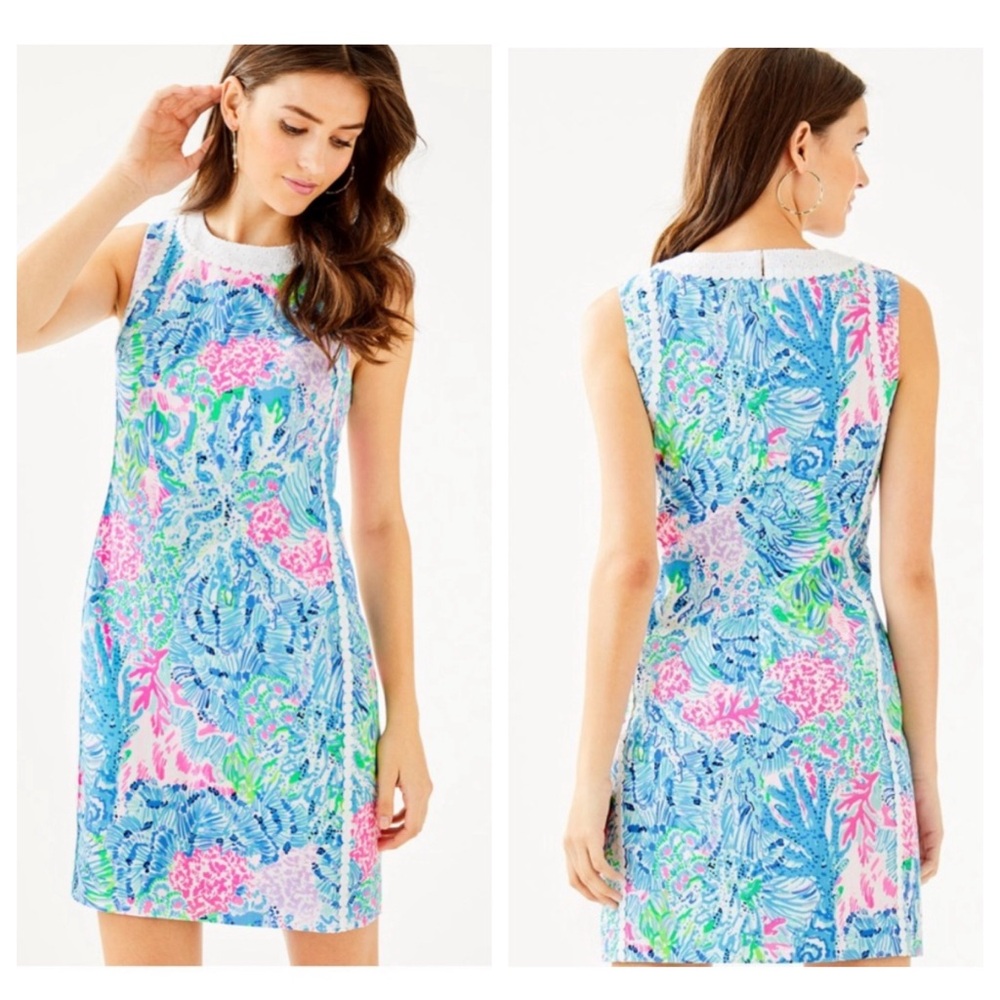Lilly Pulitzer Mila Stretch Shift Dress in Multi Sink Or Swim